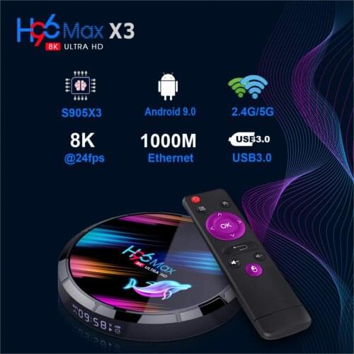 H96 MAX X3 8K Android 9.0 Smart TV Box Amlogic S905X3 128GB Quad core 2.4/5G Dual Wifi Google Player Netflix Youtube Set top box