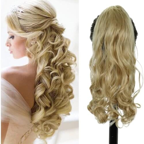 AZQUEEN Wavy High Temperature Fiber Synthetic Hair Ponytail Hairpiece Blonde Gray Clip In Hair Extensions Claw