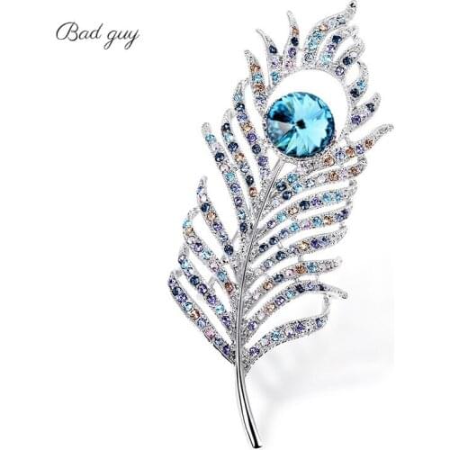 High Quality Crystal Brooch Pin for Womens Feathers Jewelrys Clothes Scarf Buckle Garment Accessories Fashion Jewelrys Gem Gift
