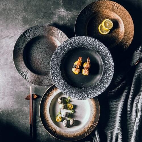 LingAo Japanese ceramic creative steak, pasta, wide - sided wing plate