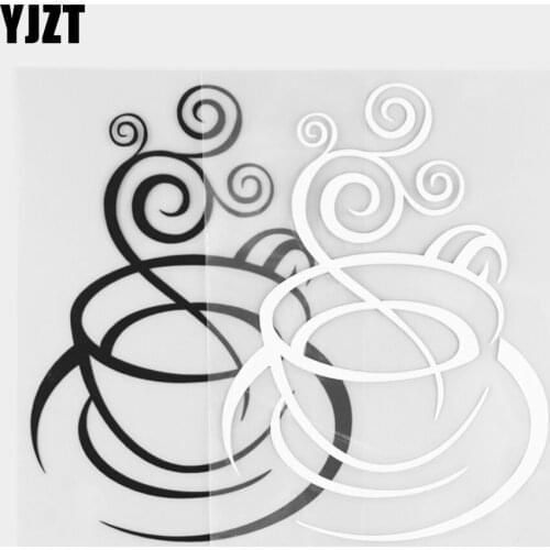 YJZT 10.2×14.5CM Fashion Coffee Cup Vinyl Decal Decoration Body Creative Car Stickers Black / Silver 20D-0283