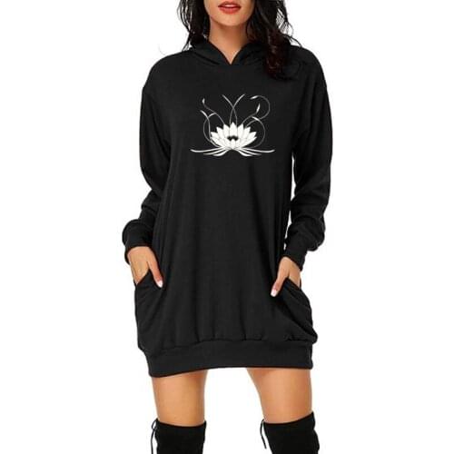 NEW Printed Mandala Lotus Women Harajuku Hoodie Cotton Casual Funny Sweatshirt Girl Long Sleeve Casual Loose Hoodie Dress Top