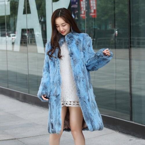 Women clothes parka real fur winter rabbit fur coat plus size vintage collar overalls fur jacket sr693