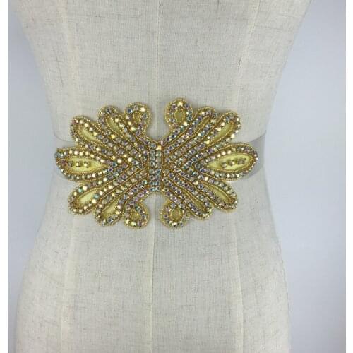 Gold Beaded Wedding Sash Belt ,Wedding Sash,Bridal Sash,Rhinestone Belt