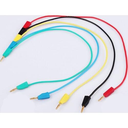 1PCS 2mm diameter testing wire with 2 plugs gold-plated pin applicable to 1000V 5A soft durable test wire red/yellow/green 10cm