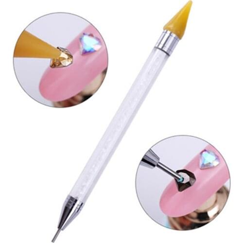 1Pc Dual-ended Dotting Pen Rhinestone Studs Picker Wax Pencil Crystal Bead Handle Holder Nail Art Tool Drilling Mud Nail Dotting