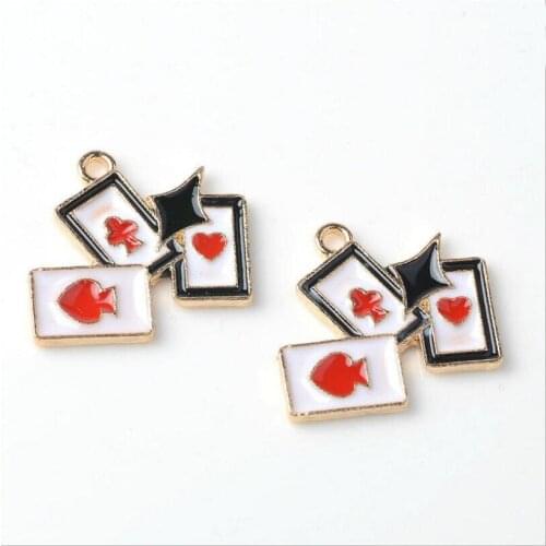 10pcs New drop oil alloy accessories playing cards drop oil pendant earrings diy jewelry