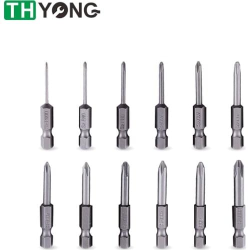 12Pcs Set 50mm 1/4 Hex Shank Cross Head Screwdriver Bits Phillips Electric Driver Hand Tools Magnetic Screwdriver Drill Bit S2
