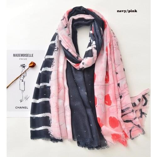 2021 Fashion Geometry Printed Pattern Cotton Voile Scarf Shawls Wraps Hijabs 4Colors 10pcs/lot