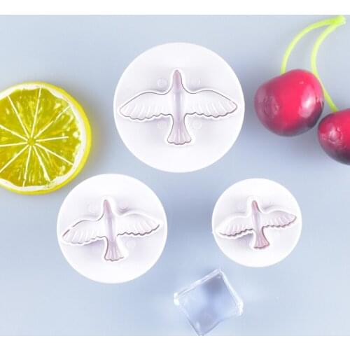 3PCS PigeonBird Plunger Fondant Cutter Sugarcraft Cake Decorating Tools DIY Cookie Molds Stamper Baking Accessories For kitchen