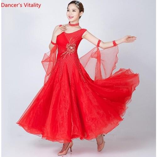4 colors Dance Dance Dresses Women New Sexy Backless Dance Waltz Costume Adult Ballroom Competition Standard Dresses