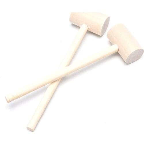 5pcs Solid Wood Mini Hammers Hitting Hammer Cake Mallet Kids Educational Toy (Round)