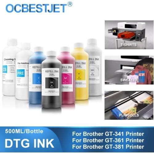 500ML/Bottle GT-3 DTG Textile InK Bottle Garment Ink For Brother GT-341 GT-361 GT-381 GT3 Series DTG Printer (6Color Optional)