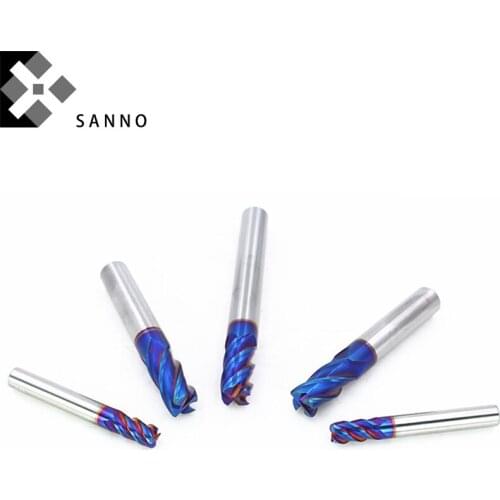 63 Degree super micro nano blue coating tungsten steel milling cutter 4 flutes D8mm-D20mm end mills tools