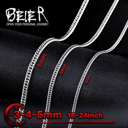 Beier stainless steel necklace high quality twist 3mm/4mm/5mm trendy chain necklace boy man necklace BN1026