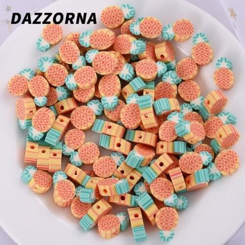 50/100Pcs/Lot Fruit Shape Flat Round Polymer Clay Beads with Holes Loose Spacer Beads for Diy Jewelry Making Accessories