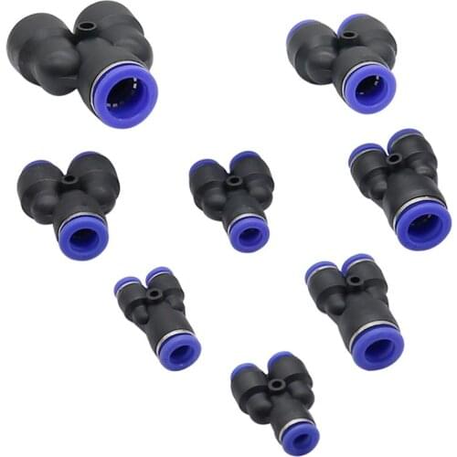 3Way Port Y Shape Air Pneumatic 12mm 8mm 10mm 6mm 4mm 16mm OD Hose Tube Pneumatic Connector Push in Gas Slip Lock Quick Coupling