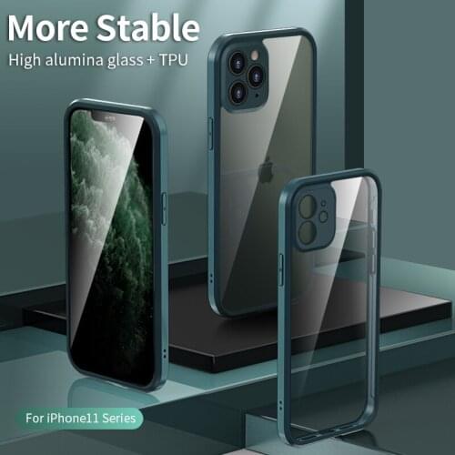 Ultra Thine Full Protective Shockproof Shell Front+Back Tempered glass Cover Anti Fall Case for iPhone11 iPhone 11 Pro Max Armor