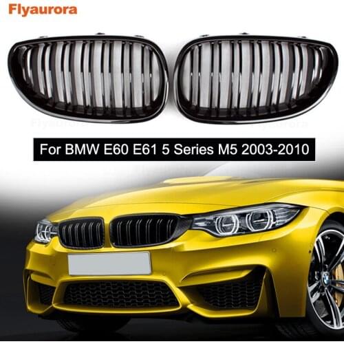 Pair Black Car Front Sport Grill Kidney Grilles Grill For BMW 5 Series M5 E60/E61 2003 2004 2005 2006 2007 2008 2009 2010 Flyau
