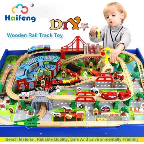 DIY Wooden Train Rail Track Toys Compatible With Tomas Friends For Children Boys & Girls Wooden Track Scene Accessories Toys