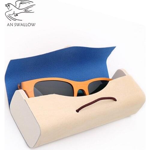 New mens and womens eyeglasses box handmade wooden leather high-grade square sunglasses box eyeglasses leather box