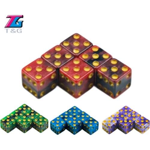 Playing Dices Gold Dots 16mm Mix-color Standard Dots 6pc/set D6 Square Rpg for Board Game Gaming Table Kids Party Entertaiment
