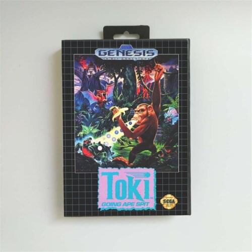 Toki Going Ape Spit - USA Cover With Retail Box 16 Bit MD Game Card for Sega Megadrive Genesis Video Game Console