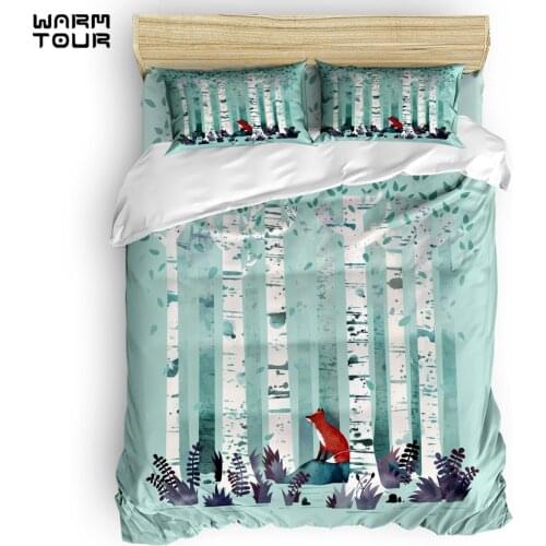 WARMTOUR Duvet Cover The Birches Duvet Cover Set 4 Piece Bedding Set For Beds DHL Shipping Method