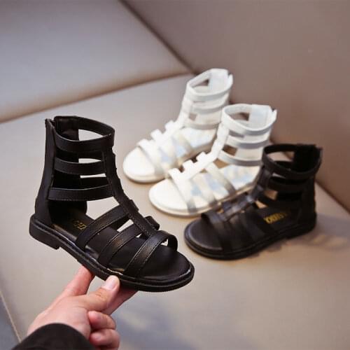Summer Fashion Children Roman Boots For Girls White Black High-top Gladiator Princess Shoes Toddler Child Sandals Girl Shoe New