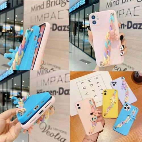 Soft Cute Candy Wrist Strap Chain Case For Oppo Realme Q2 V5 V13 8 k7x Q3 V15 Q3i V11 v3 Q2i X7 Q2 Pro x3 X50 xt K5 K3 x2 X Case