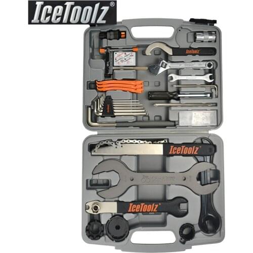 IceToolz 82A6 Pronto Tool Kit Bike Bicycle Cycling Cr-Mo CNC Engineered Tools 46 in 1 multifunction Cycling Repair Tool Box Case