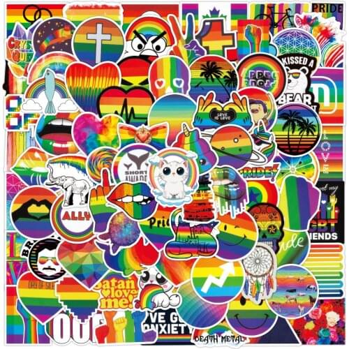 10/30/50/100pcs Gay Lesbian Rainbow Stickers Aesthetic Colorful Decals Toys DIY Laptop Phone Guitar Waterproof Graffiti Sticker