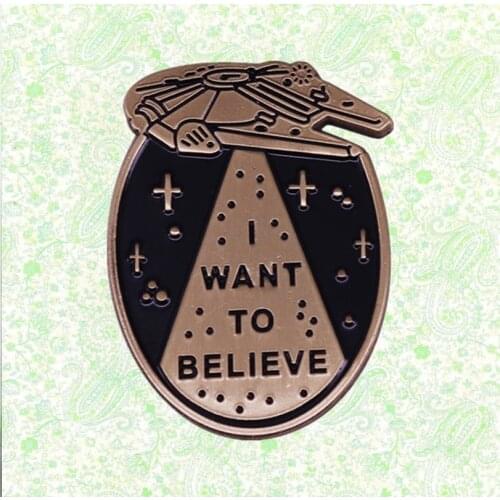 UFO spacecraft space ship Alien outer planet brooch Extraterrestrial Lapel enamel Pin Badge creative gift Do you want to believe