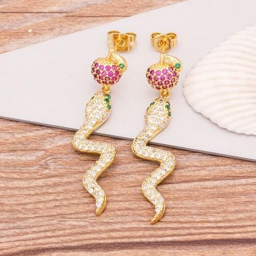 New Trendy Gold Color Snake Shape Drop Earrings Crystal Rhinestone Dangle Earrings For Women 2020 Female Boho Fashion Jewelry