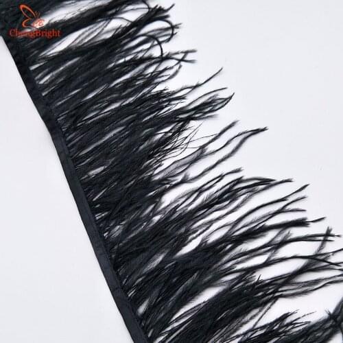 Wholesale High Quality 10Yards 10-15cm Black Ostrich Feather Ribbon Ostrich Feathers Trim Fringe Clothing Decoration Plume Trim