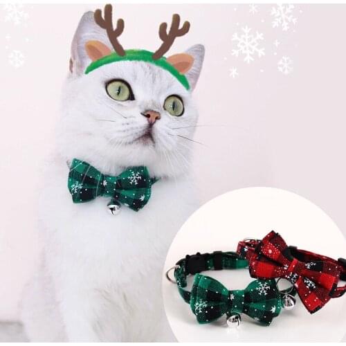 Collar for Cats Christmas Bowknot Adjustable Bowtie Cat Dog Rabbit Necklace Pet-products-dropshipping Cat Accessories