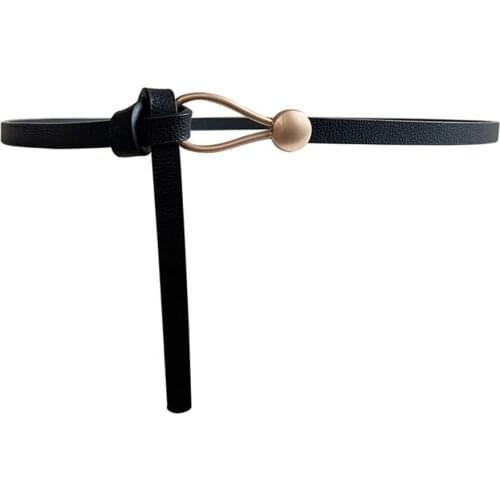 Waist Belt Non-porous Design Anti-rust Faux Leather Golden Buckle Waist Belt for Shopping Leather Golden Buckle Waist Belt for S