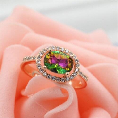 Adjustable size Engagement Wedding Rings Cubic Zirconia Rose CZ Stone Ring Jewelry Gift For Women anel Wholesale C10