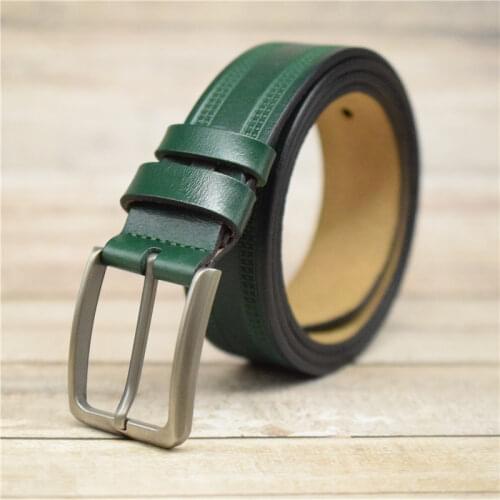 Women/men Belt Cow Leather Designer Belts Alloy Buckle Waist Belt Green Brown Coffee Blue Black 3.4CM Width Belts Cummerbunds