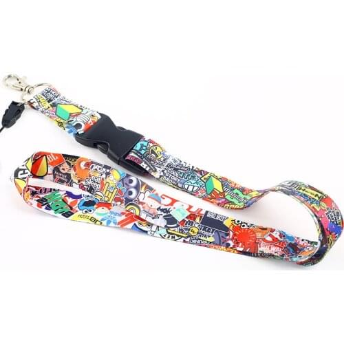 1 PCS JDM Graffiti Lanyard Auto Racing Neck Lanyards for Car Key Chain Mobile Phone ID Card Handing Straps