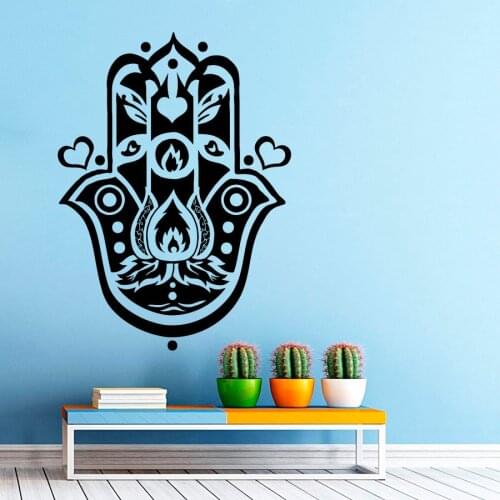 Hand Of Fatima Wall Sticker Home Decor Hearts Removable Vinyl Art Arabic Religious Believe Wall Decals Symbol
