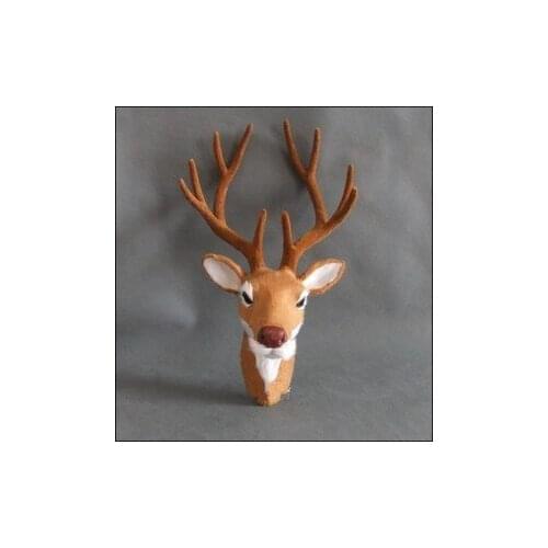 Cute simulation deer head model polyethylene&furs sika deer head wall pandent doll gift about 27x18cm 1391