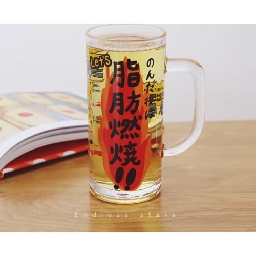 Fat burning funny Japanese style creative cute culture beer cup glass water tea cup drinkware beer mug 350ml