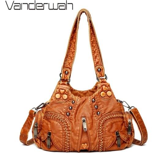 Retro High Quality Tote Bag Luxury Soft Leather Handbags Women Bags Designer Famous Brand Shoulder Messenger Bags For Women 2021