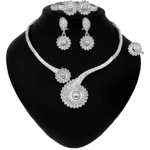 Yulaili Designed Circular Pattern Jewelry Set and Indian Polkis Girls Gxquisite Earrings Rings Necklaces Bracelets jewelry Sets