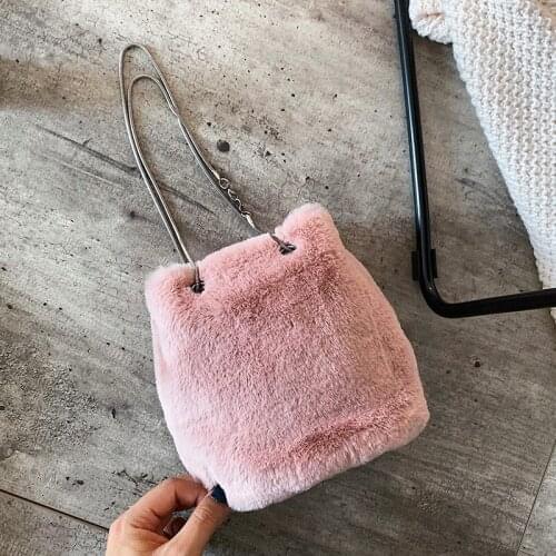 Fake fur luxury design womens shoulder bag new womens Messenger bag furry ladies handbags shoper bags for women 2019
