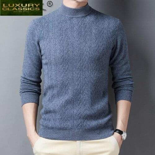Winter Sweater Men Clothing 2021 Korean High Quality 100% Wool Pullover Mens Sweater Sheep Fur Pull Homme Hiver 99011 LW