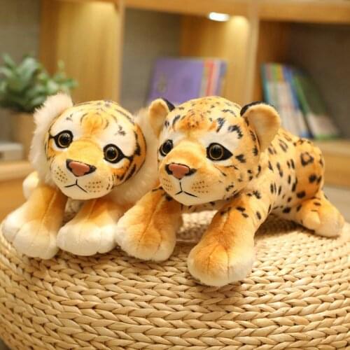 1pc 30cm Simulation Lion & Tiger Leopard Plush Toys Lifelike Animal Dolls Stuffed Soft Kawaii Room Decor Gift for Baby Kids