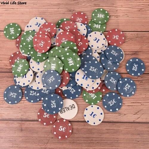 100Pcs Professional Poker Chip 4 Denomination Set for Texas Hold'em Blackjack Roulette Tournament Poker Collection Lover