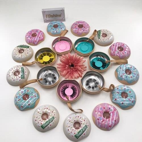 2021 New Trend Donuts Lash Package Cut Eyelashes Case for 22MM 25MM 27MM Mink Lashes Custom LOGO Label